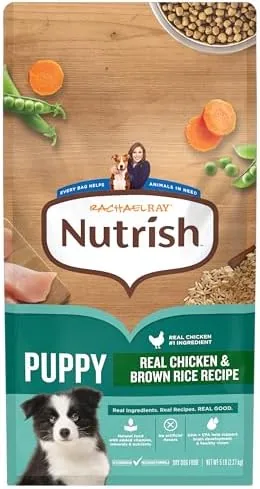 nutrish rachael ray dry dog food puppy real chicken brown rice recipe 5 lb bag