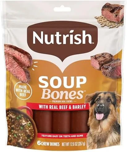 nutrish soup bones beef dog chews 126 oz bag 6 treats rachael ray